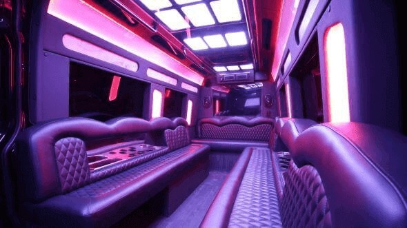 Interior of Charter Bus Company Margate's 14 Passenger Sprinter Limousine in Margate
