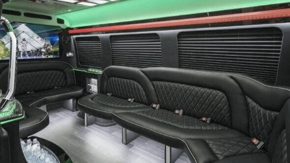 Interior of Charter Bus Company Margate's 15 Passenger Party Bus in Margate
