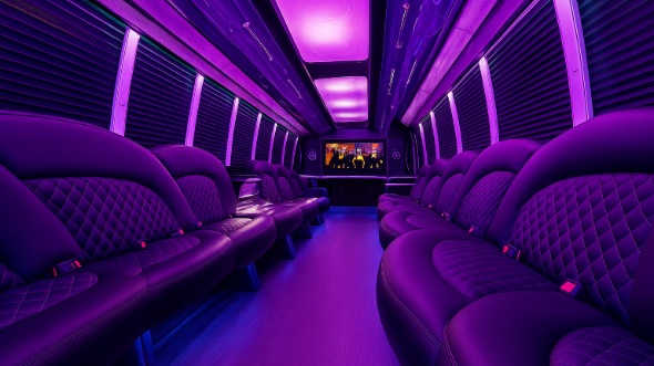 Interior of Charter Bus Company Plantation's 25 Passenger Party Bus in Plantation