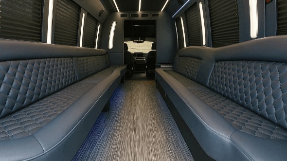Interior of Charter Bus Company Tamarac's 25 Passenger Party Bus in Tamarac