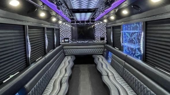 Interior of Charter Bus Company Pompano Beach's 28 Passenger Party Bus in Pompano Beach