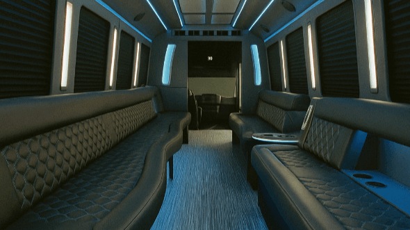 Interior of Charter Bus Company Sunrise's 30 Passenger Party Bus in Sunrise