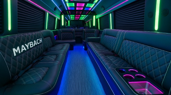 Interior of Charter Bus Company Coral Springs's 40 Passenger Party Bus in Coral Springs