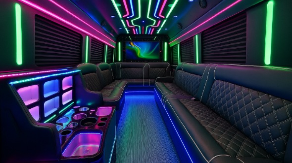 Interior of Charter Bus Company Sunrise's 50 Passenger Party Bus in Sunrise
