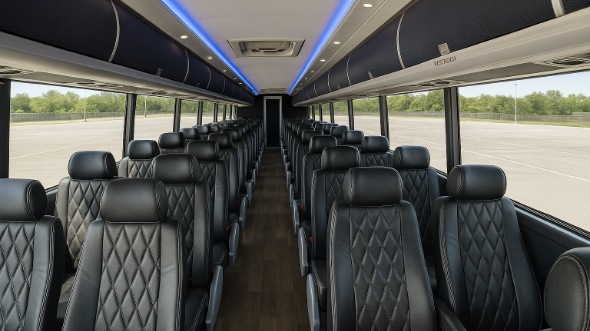 Interior of Charter Bus Company Fort Lauderdale's 54 Passenger Charter Bus in Fort Lauderdale