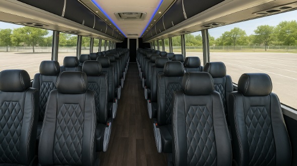 Interior of Charter Bus Company Fort Lauderdale's 55 Passenger Charter Bus in Fort Lauderdale