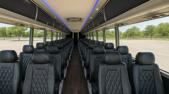 Interior of Charter Bus Company Fort Lauderdale's 56 Passenger Charter Bus in Fort Lauderdale